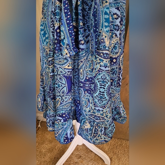 ASHLEY TAYLOR Silk Halter Paisley Print Sundress In Blue/white. O/S NWT - Picture 7 of 11